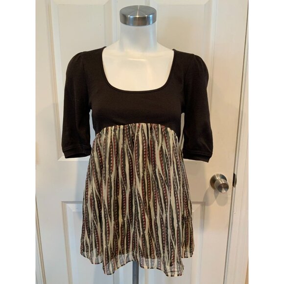 Diane Von Furstenberg Brown & Tan "Bevin" 100% Wool & Silk Shirt, Size 4 (US) - Picture 1 of 9